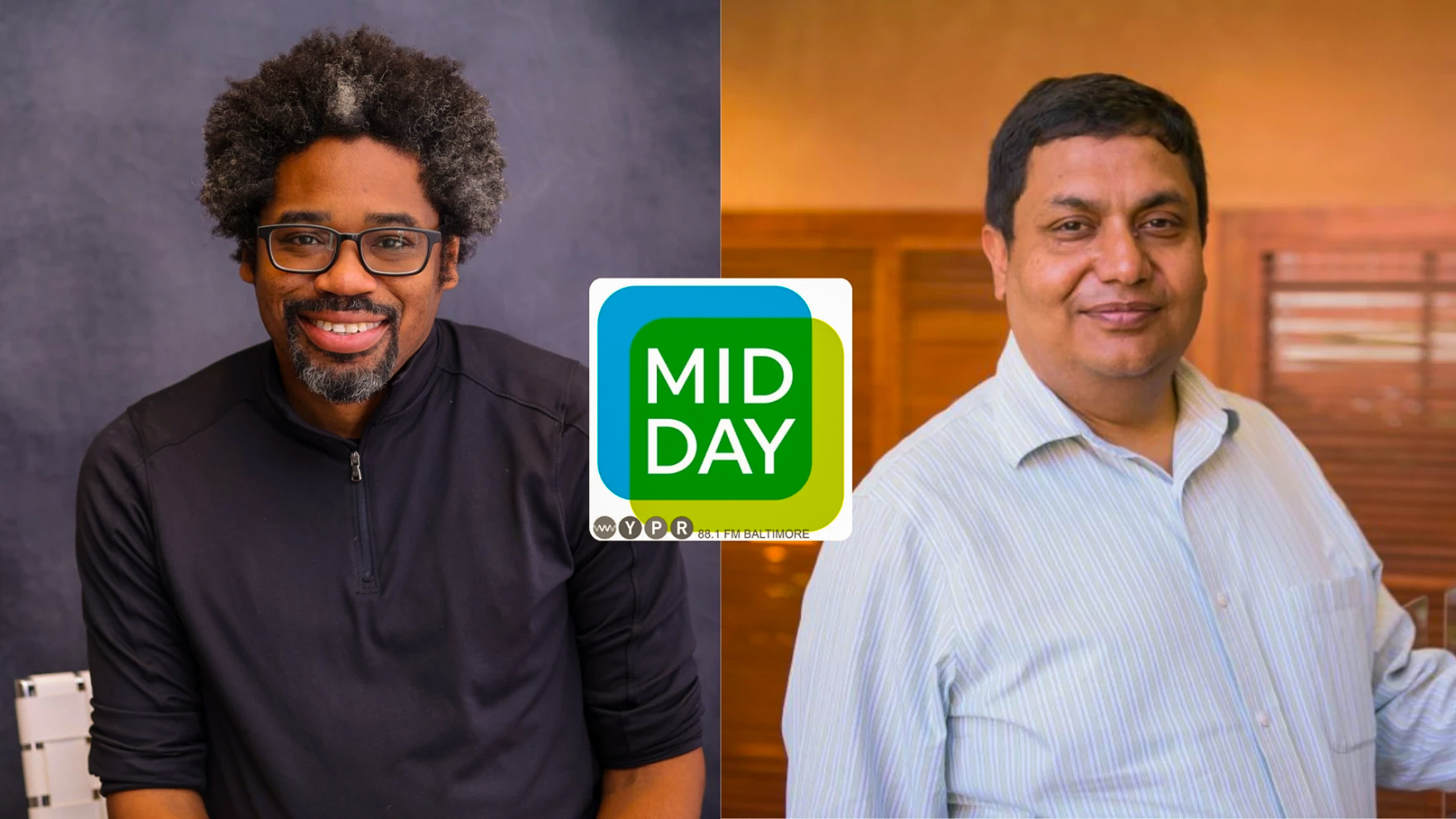 WYPR host Jason Michael Perry, left, and UMBC Professor Anupam Joshi, right.